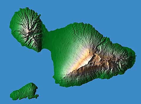 MapRender3D generated Maui using USGS DEM's at a resolution of approx 100 meters